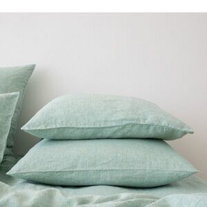 Bed threads mint 100% French flax linen pillowcases king